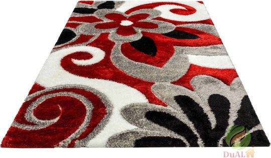Rug Rectangular Silk Red-grey