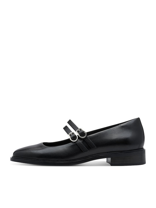 Leather Ballerinas With strap Black