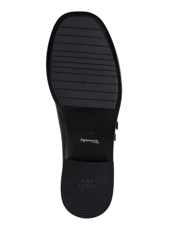 Leather Ballerinas With strap Black