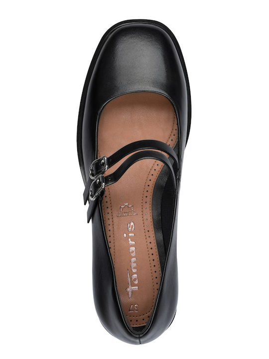 Leather Ballerinas With strap Black