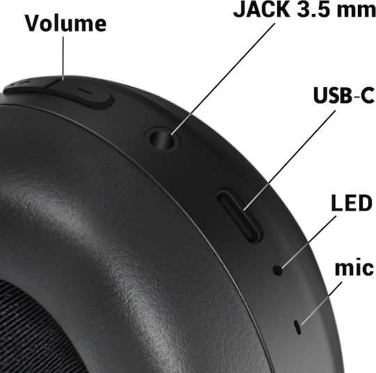 Swissten 54400221 Ασύρματα / Ενσύρματα Over Ear Ακουστικά με 2 ώρες Λειτουργίας Μαύρα