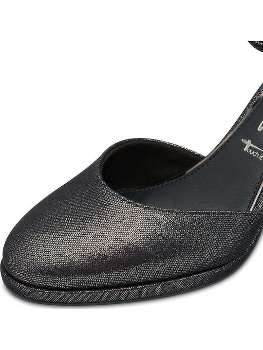 Pewter Glam High Heels with Strap