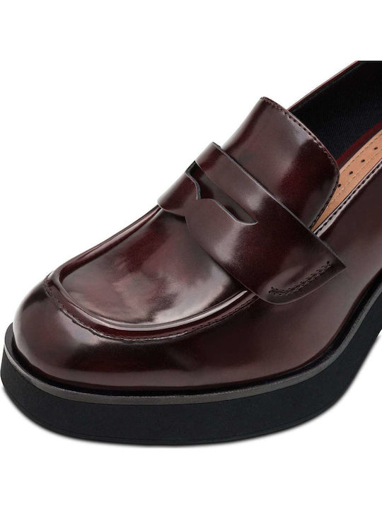 Synthetic Leather Burgundy High Heels
