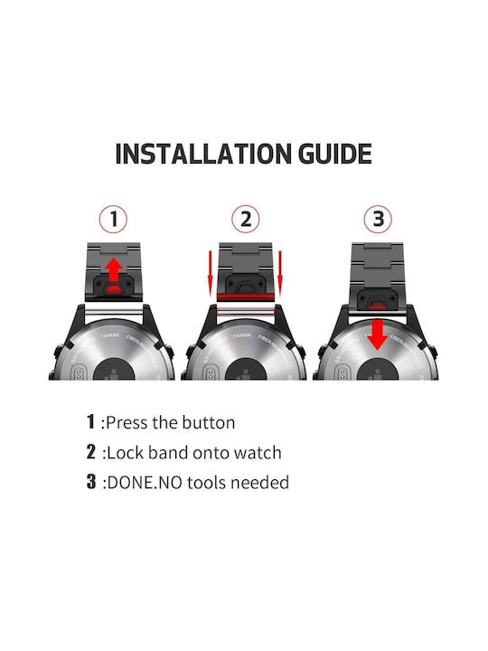 Strap Stainless Steel Black (Garmin Instinct 2X)