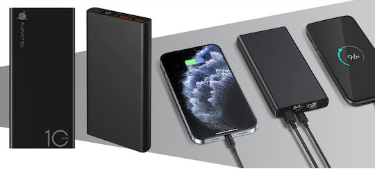Navitel PWR10 AL Power Bank 10000mAh cu 2 Porturi USB-A și Port USB-C Negru