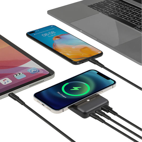 Rivacase VA2604 MagSafe Power Bank 10000mAh mit USB-A Ausgangsanschluss und USB-C Ausgangsanschluss Power Delivery Schwarz