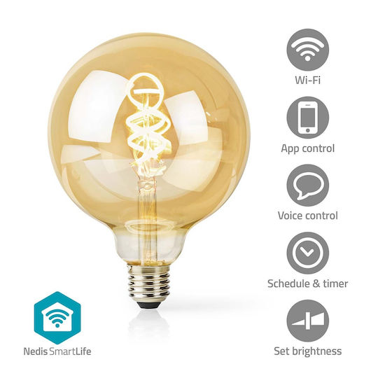 Nedis Смарт крушка LED 4.9W за фасунга E27 и форма G125 Регулируем бял цвят 360лм Димируем