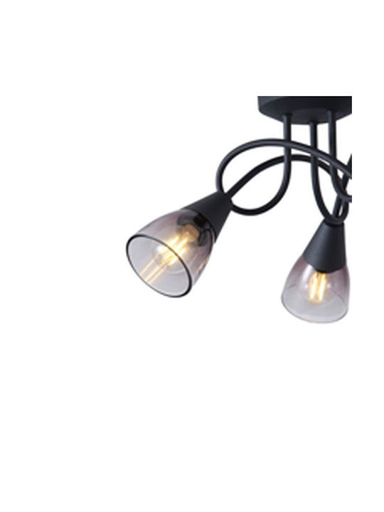 Eurolamp Τριπλό Σποτ με Ντουί E14 σε Μαύρο Χρώμα