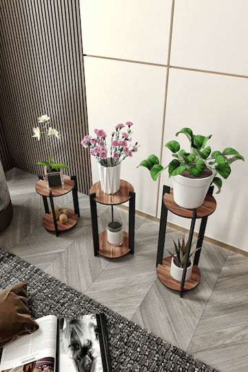 Hanah Home Ανθοστήλες Ξύλινες Καφέ 23x23x30εκ. 3τμχ