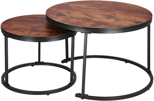 Round Metal Zigon Set Brown 2 Pieces W70xL70xH47cm