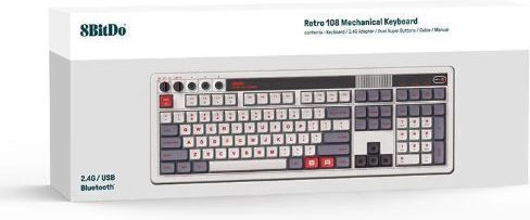 8Bitdo Retro N Edition Ασύρματο Gaming Μηχανικό Πληκτρολόγιο με Custom διακόπτες (Αγγλικό US) Γκρι