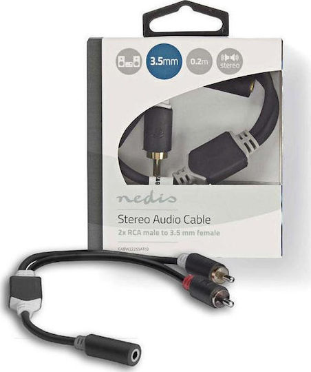 Nedis Audio Cable 3.5mm Female - RCA Male Black 0.2m CABW22255AT02