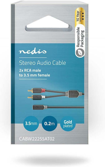 Nedis Audio Cable 3.5mm Female - RCA Male Black 0.2m CABW22255AT02