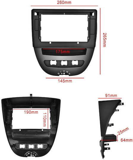 Panoul ușii 2 Din Compatibilă cu Ecranul 10" pentru Toyota Aygo 2005-2014
