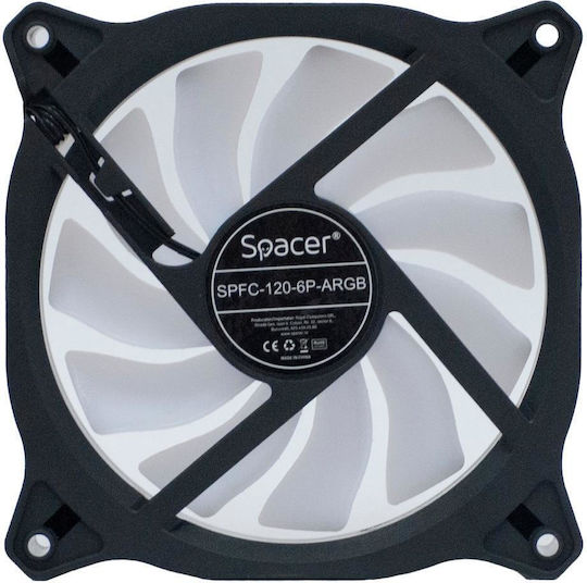 Spacer SPFC-120-6P-ARGB Case Fan 120mm (1200rpm / 38.5cfm) με ARGB Φωτισμό και Σύνδεση 6-Pin