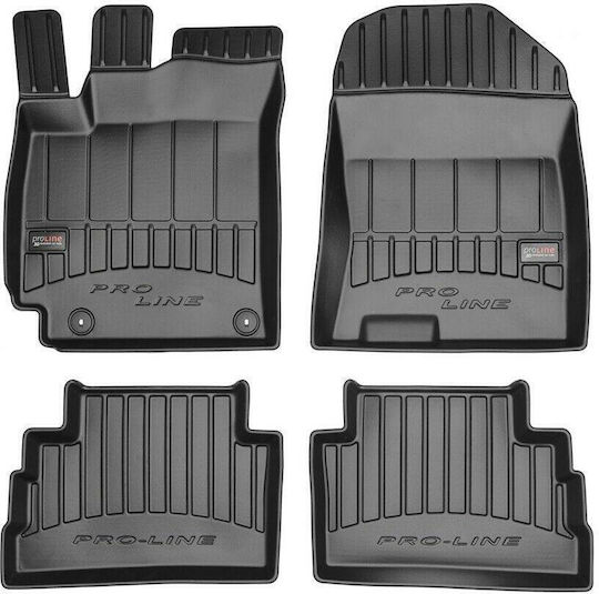 Frogum Set of Front and Rear Mats 4pcs Tray Type for Hyundai Kona 2017-2023 Black