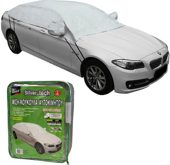 Guard Silver Tech Car Half Cover 290x156x60cm Waterproof Large for Hatchback / Coupe Fastening with Straps