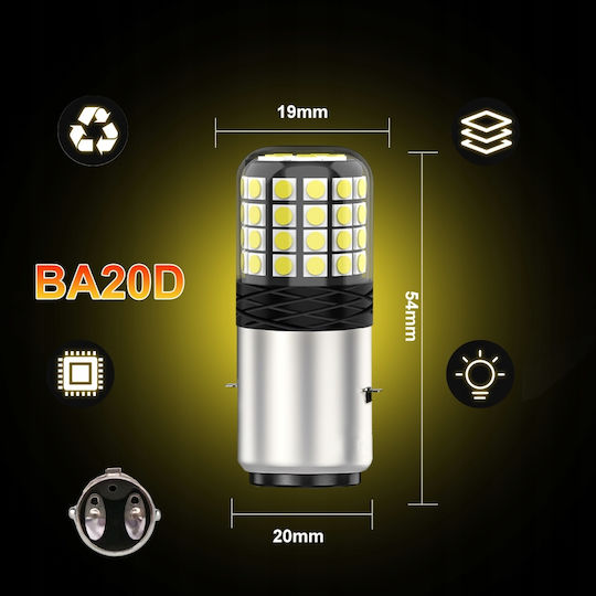 Xstorm Lampen Auto BA20D LED 6000K Kaltes Weiß 12V 35W 1Stück