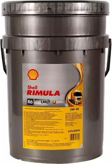 Shell Rimula R6 LME Συνθετικό Λάδι Αυτοκινήτου 5W-30 20lt