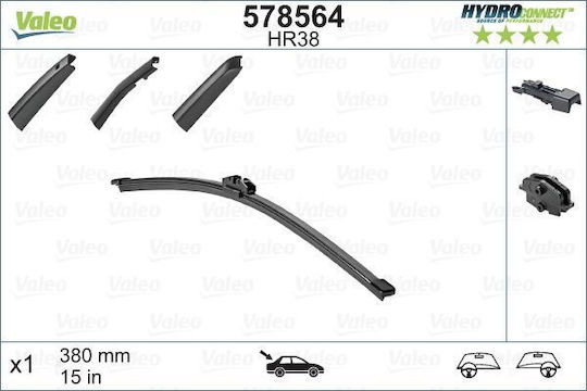 Lamele Ștergătoare Auto Flat Partea Din Spate Valeo Hydroconnect 380mm Volvo Xc60 I Xc90 I Audi A1 A4 Allroad B9 Q5 Q7 BMW X5 E70 Land Rover Range Rover Sport II