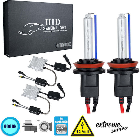 GloboStar Car Xenon Kit Extreme Series H9 CAN Bus 110W 9-16V 8000K Cold White