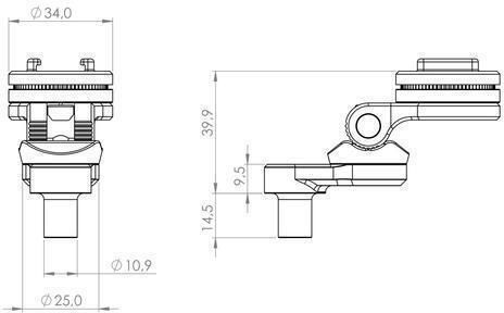 SP Connect Clutch Mount Pro Βάση GPS Μοτοσυκλέτας με Κλιπ για τον Συμπλέκτη / Δοχείο Υγρών Φρένων Αντικραδασμική Καβαλέτου Συμπλέκτη/Φρένου με Άρθρωση