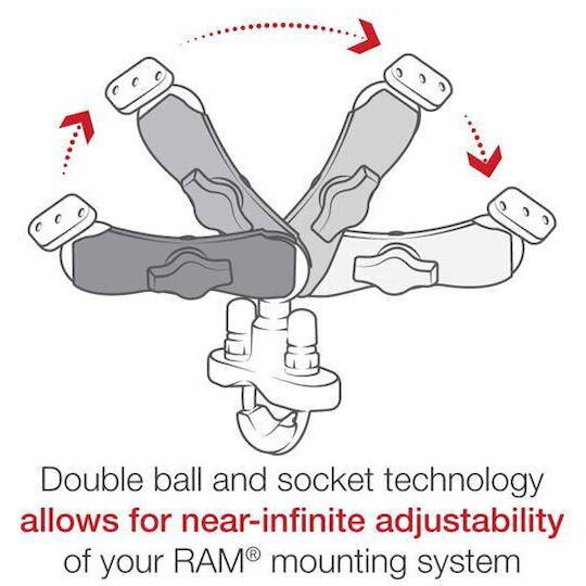 Ram Handlebar U-Bolt Double Ball Mount pentru Suport GPS pentru motocicletă