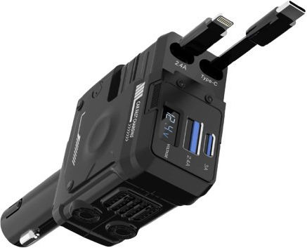 Andowl Qc799 4in1 Car Charger Φορτιστής Αυτοκινήτου 120W με μία Θύρα: 1xType-C μαζί με Καλώδιο Lightning / Type-C Μαύρο Χρώμα