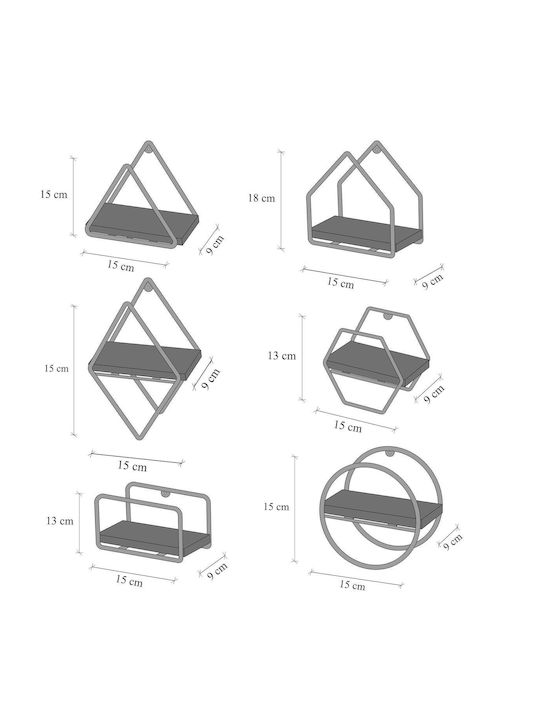 Ράφια Τοίχου Solid Edge Unicutil Μαύρο (6τμχ)