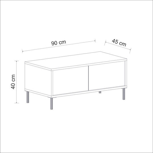 Правоъгълно Централно Кафе Масичка Imaj Marble Effect Черно-антрацит М90xШ45xВ40см