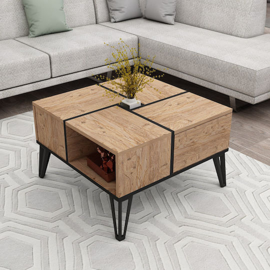 Square Central Coffee Table Nirvana Wooden Pine-Black M71.8xL71.8xH43.8cm