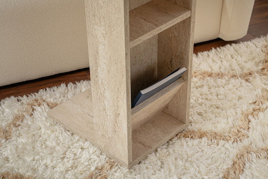 Rechteckiger Beistelltisch Filinta Holz Travertin Beige M30xL40xH63cm