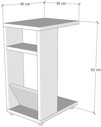 Rechteckiger Beistelltisch Filinta Holz Travertin Beige M30xL40xH63cm