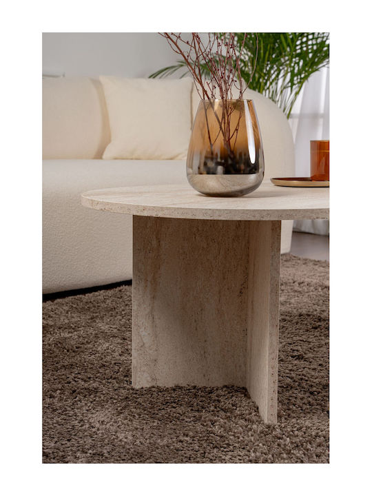 Oval Central Coffee Table Sable Wooden Travertine Beige W119xL60xH39.8cm