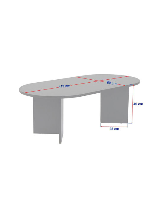 Oval Central Coffee Table Sable Wooden Travertine Beige W119xL60xH39.8cm
