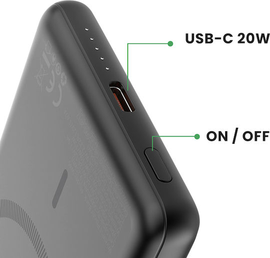 Akashi MagSafe Power Bank 5000mAh 15W mit USB-A Ausgangsanschlüsse und USB-C Ausgangsanschlüsse Power Delivery Graue