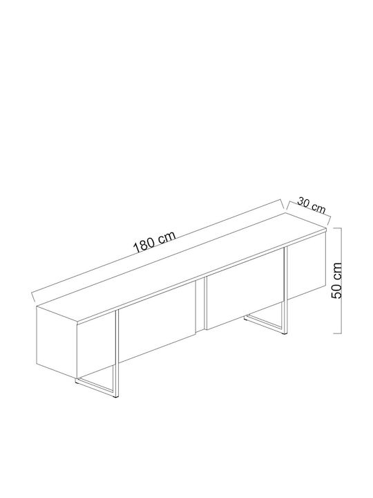 Stand TV Luxe Alb-negru L180xA30xÎ50cm