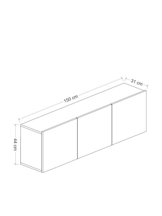 TV Stand White M150xD31xH44cm
