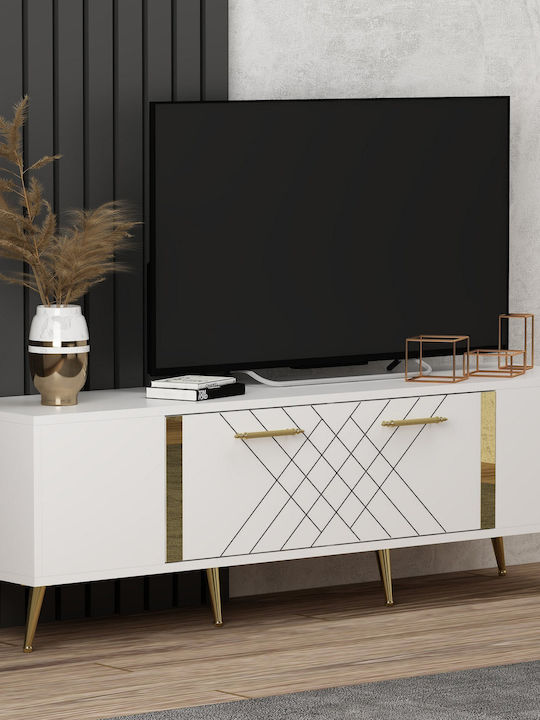 TV-Ständer Detas Weiß-Gold M150xP35xH48.2cm