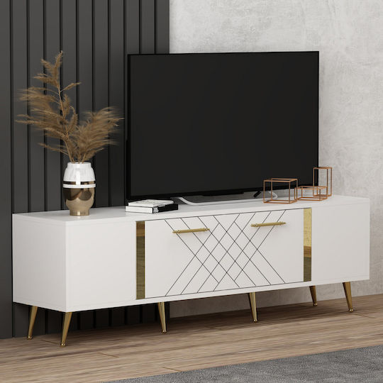 Έπιπλο Τηλεόρασης Detas White-gold Μ150xΠ35xΥ48.2cm