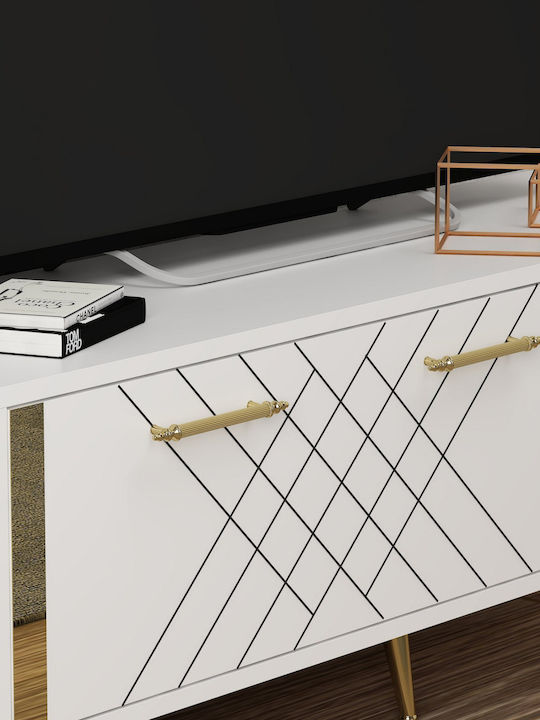 TV-Ständer Detas Weiß-Gold M150xP35xH48.2cm