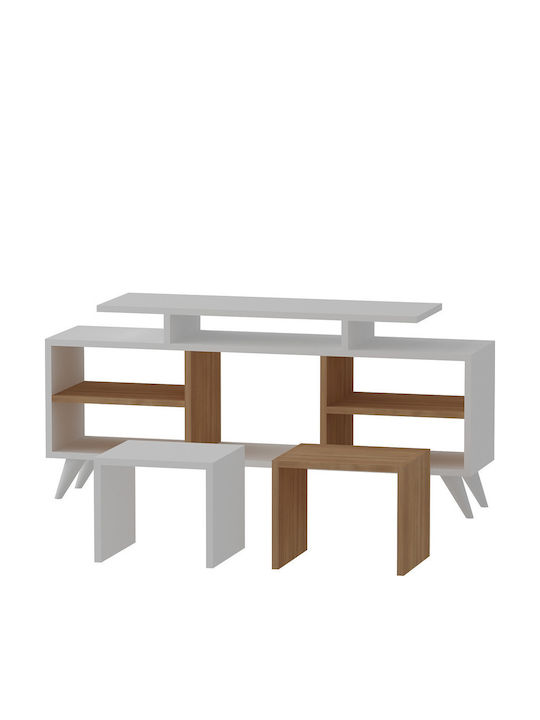 TV Stand Kutay White-Teak 120x29.5x56.9 cm