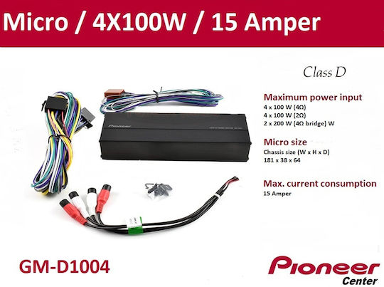 Pioneer Car Audio Amplifier GM-D1004 4 Channels (FD Class)GM-D1004