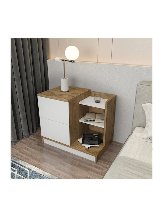 Bedside Table Rena Wooden Brown 72x45x60cm