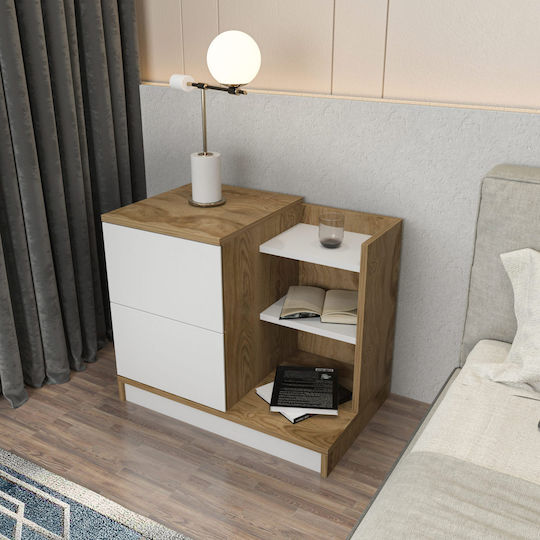 Bedside Table Rena Wooden Brown 72x45x60cm