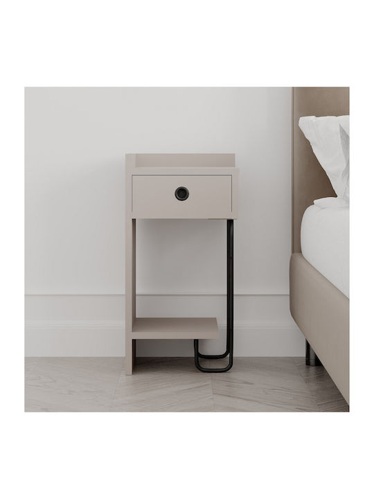 Sirius Bedside Table Left Wooden Brown 31.5x29.5x60cm