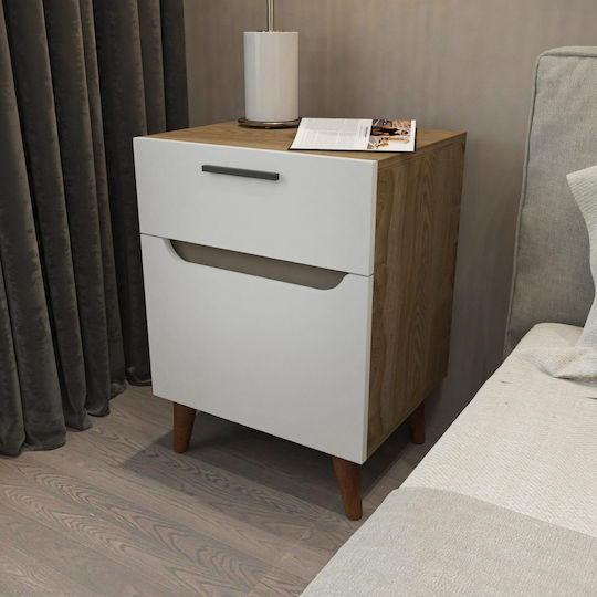 Bedside Table Losso Wooden White 45x36.8x63cm