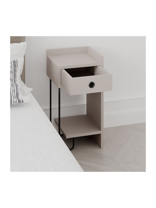 Sirius Bedside Table Right Wooden Brown 31.5x29.5x60cm