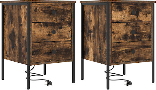 Sideboard Wooden with Drawers Smoky Oak 42x41x61cm