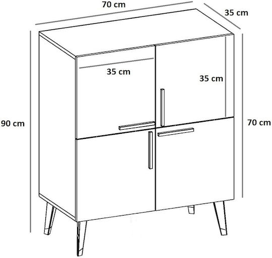 Sideboard Makro Wooden White-black 70x35x90cm